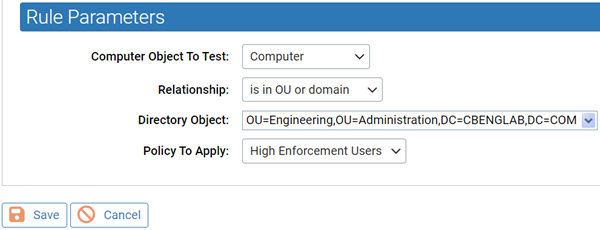 The Policy to Apply field populated with the policy you selected