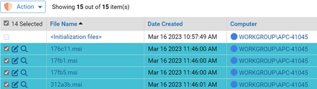Example of grouped items
