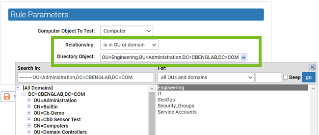 The Directory Object field populated with the object you selected selected