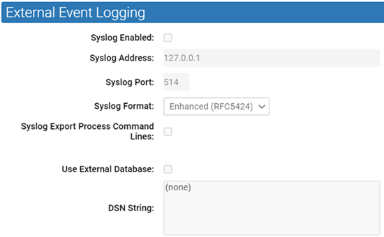 The Syslog dialog box
