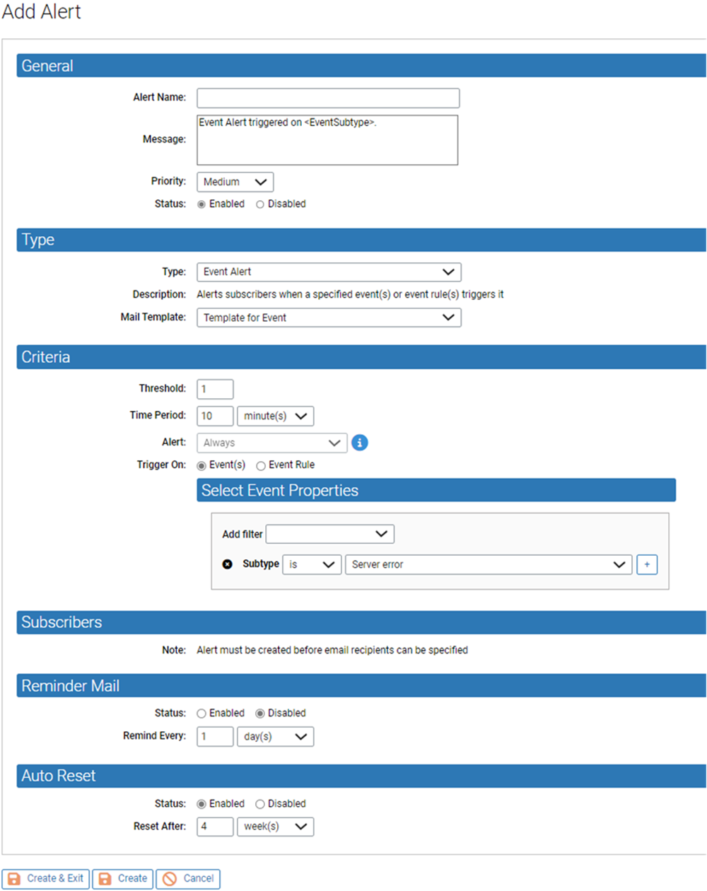 The Alert Information page