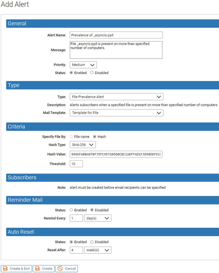 The Alert Information page