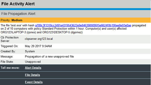 An exampleof a File Activity Alert mail