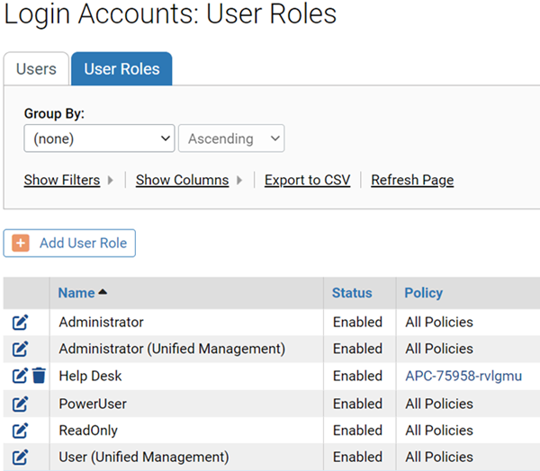 The User Roles table showing the new role and a delete button