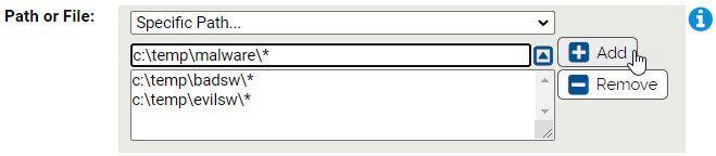 Multiple paths or files with the option to add more or remove unnecessary ones.