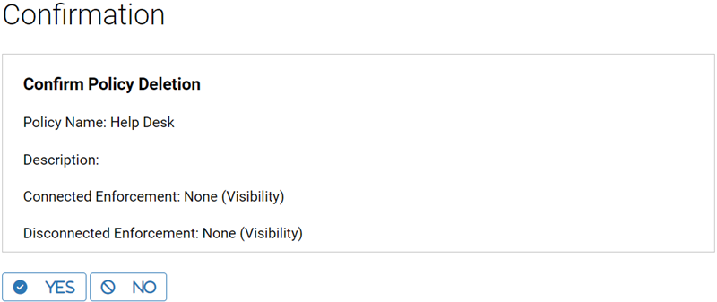 The confirm policy deletion dialog