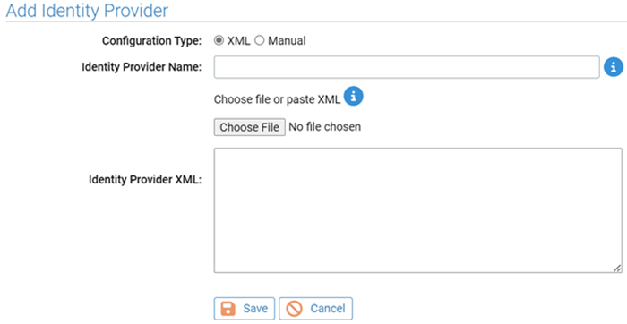 The Add Identity Provider screen