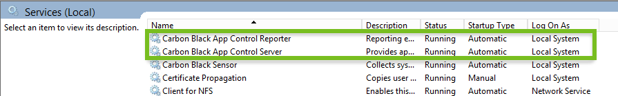 The services in Windows Task Manager