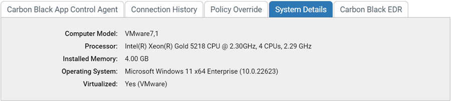 The System Details tab