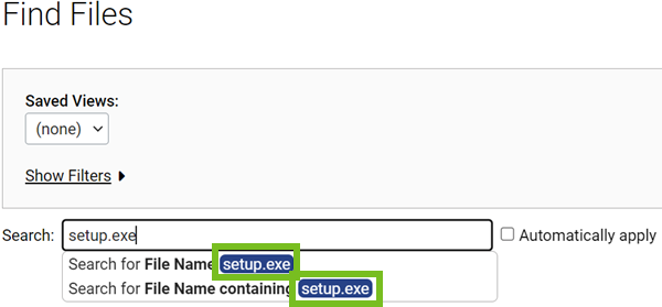 The Find Files search